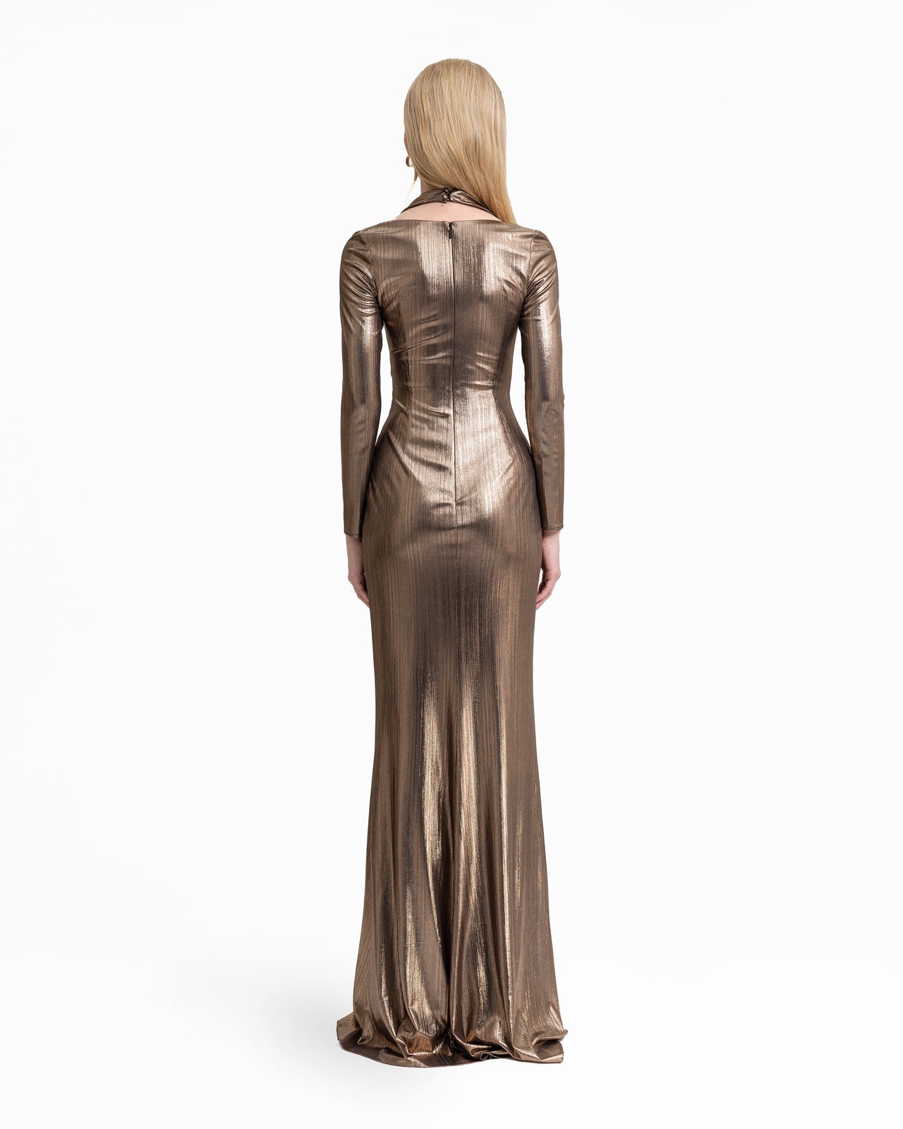 Lamé Jersey Dress with Cut-Outs