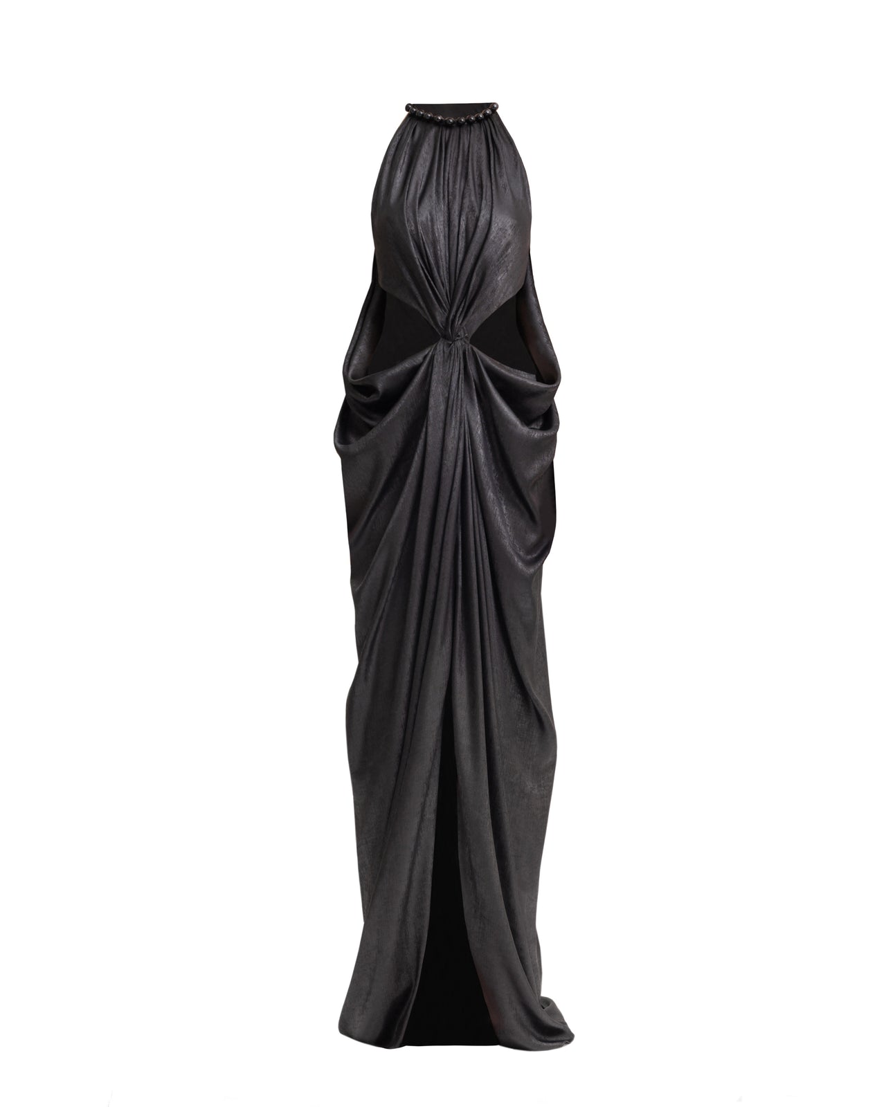 Embellished Draped Lamé Dress