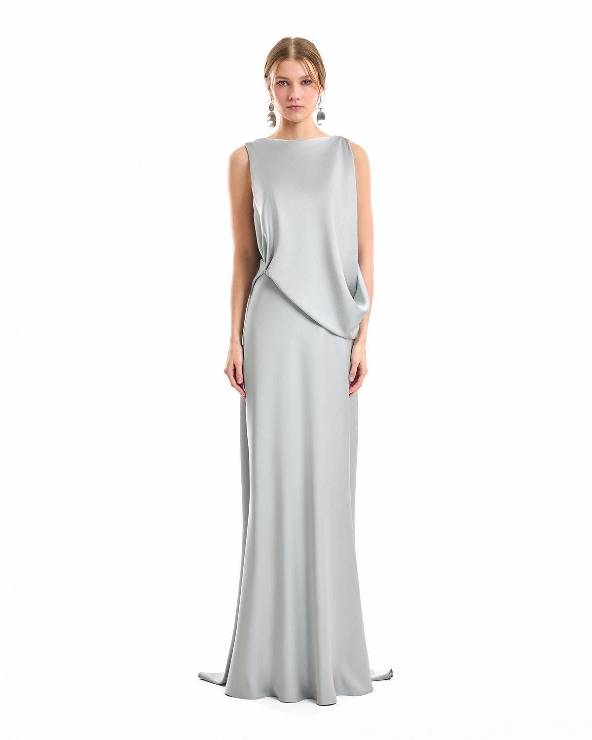 Bateau-Neck Satin Dress