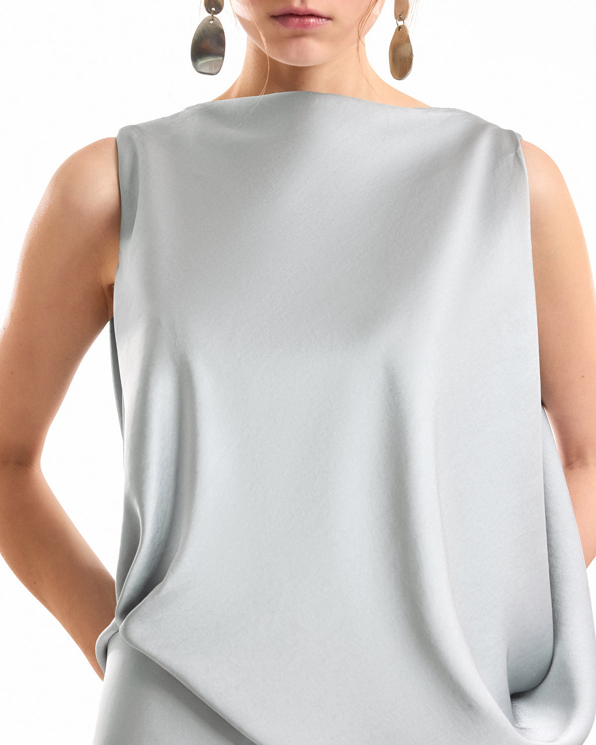 Bateau-Neck Satin Dress