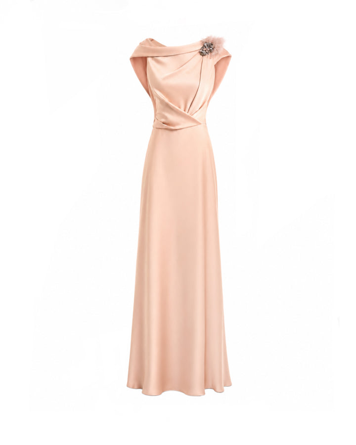 Draped Brooch Dress