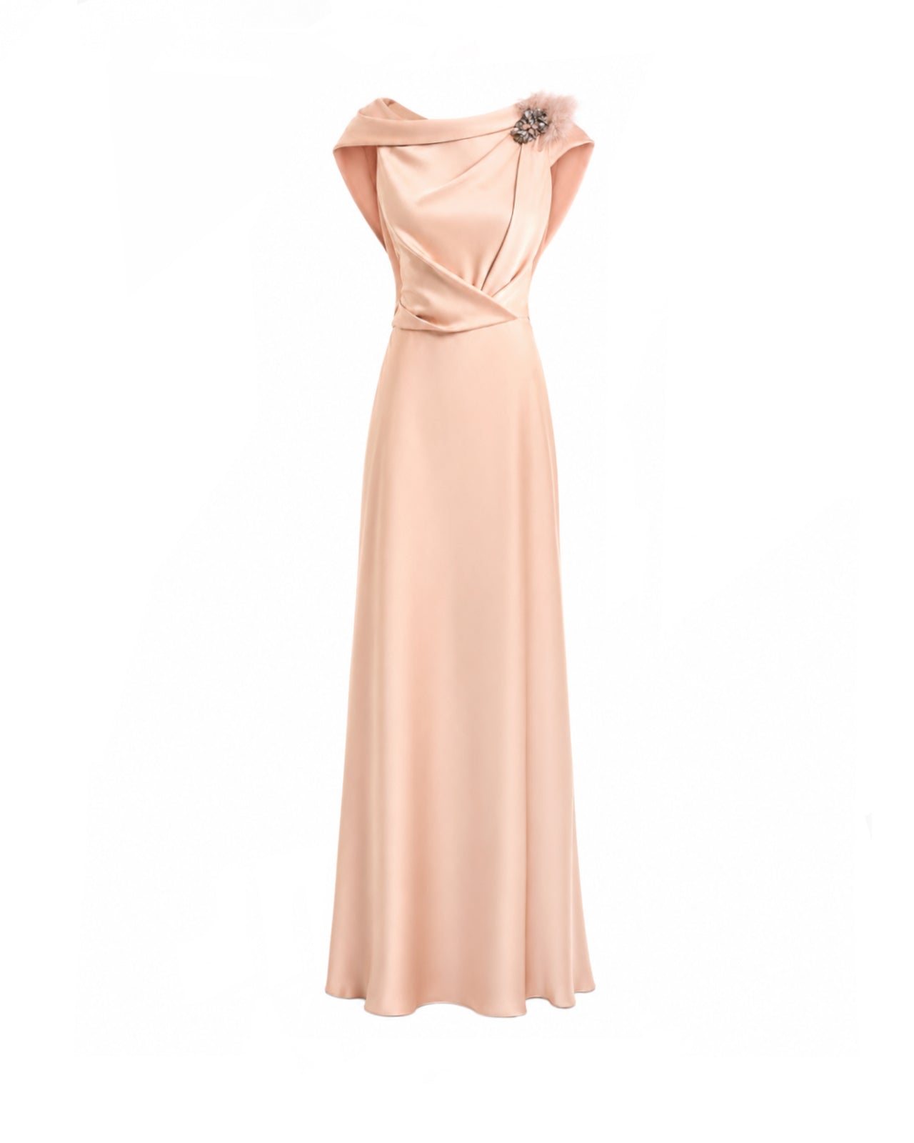 Draped Brooch Dress