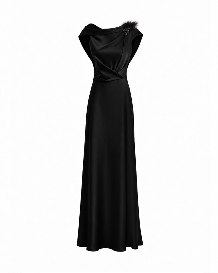 Draped Brooch Dress