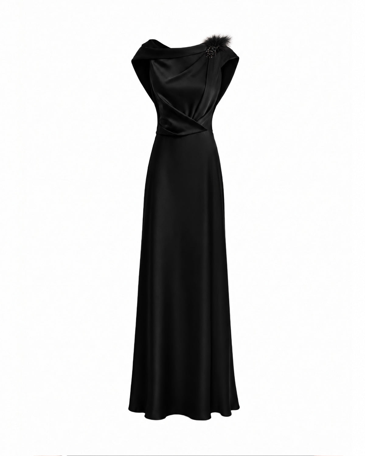 Draped Brooch Dress