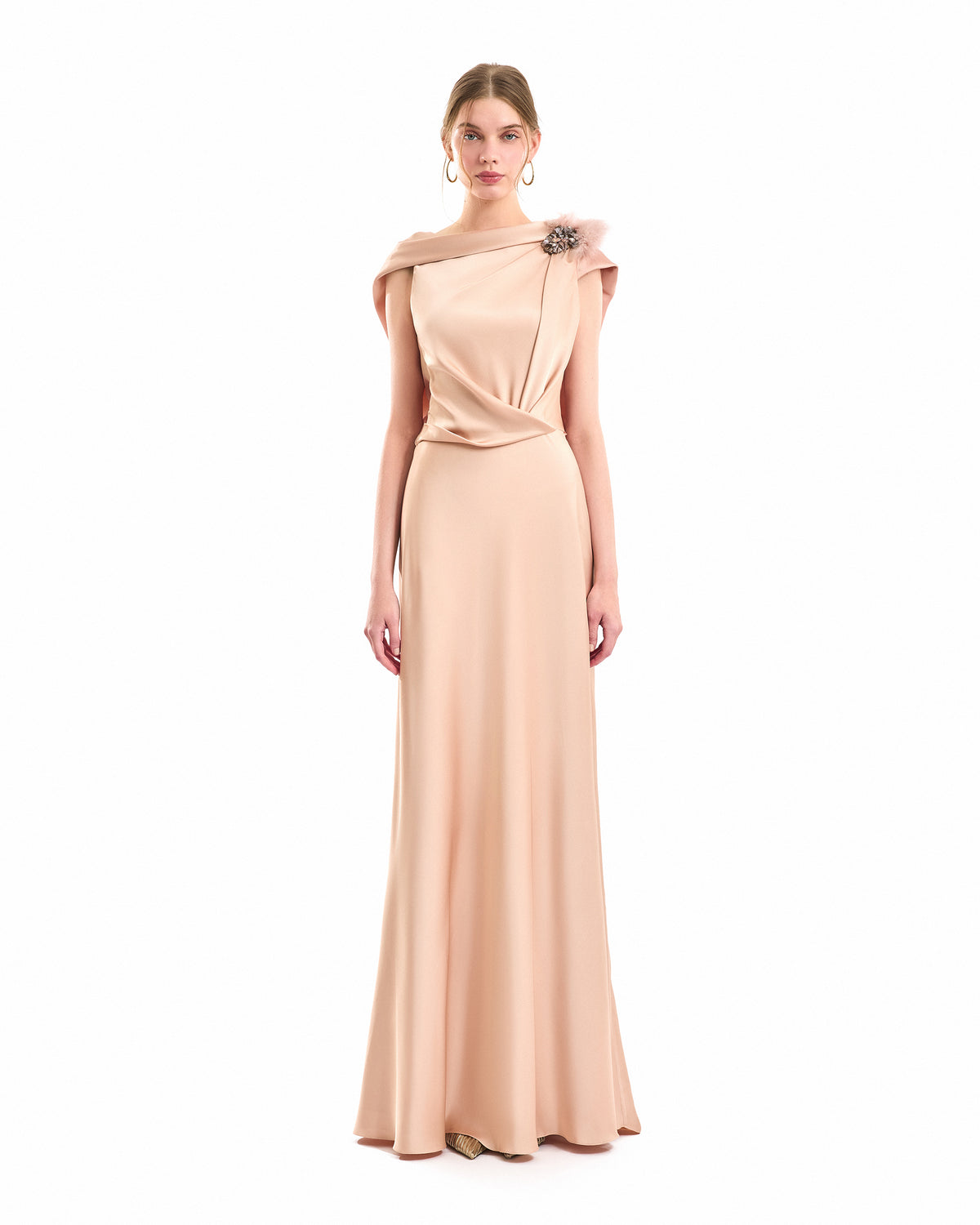 Draped Brooch Dress