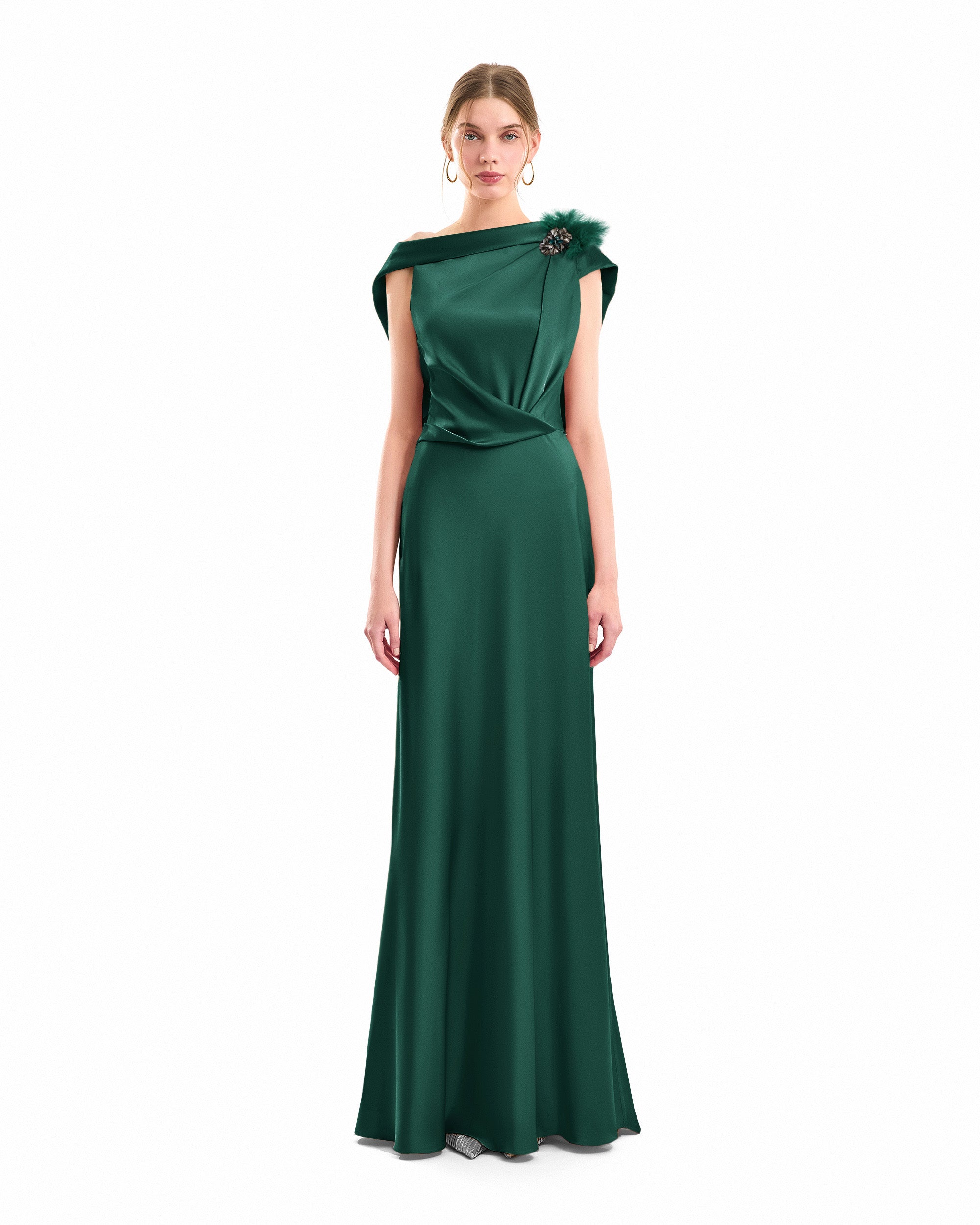 Draped Brooch Dress