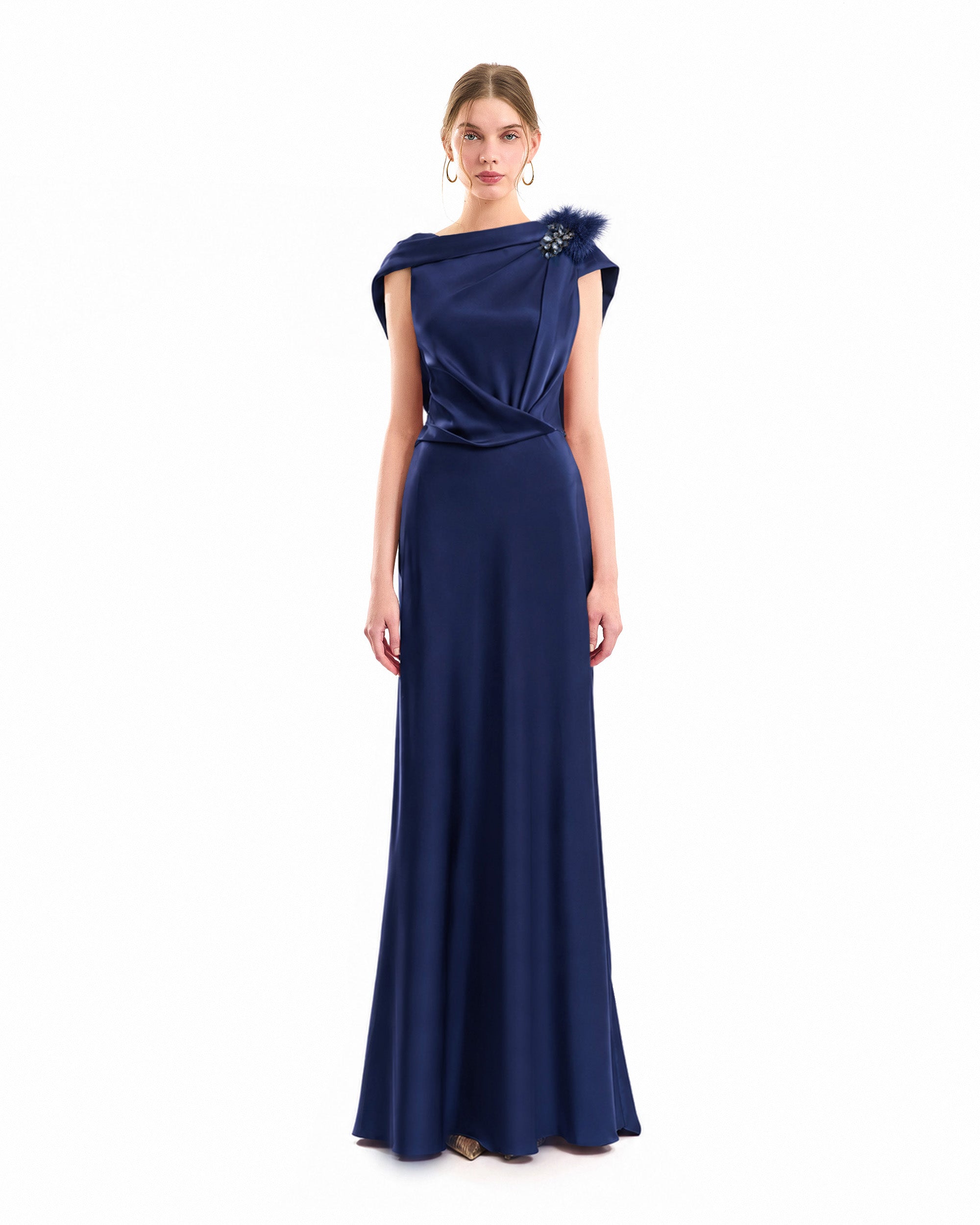 Draped Brooch Dress