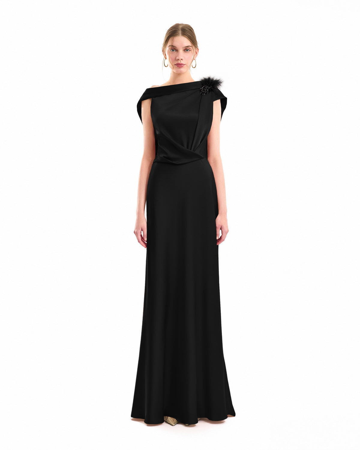 Draped Brooch Dress