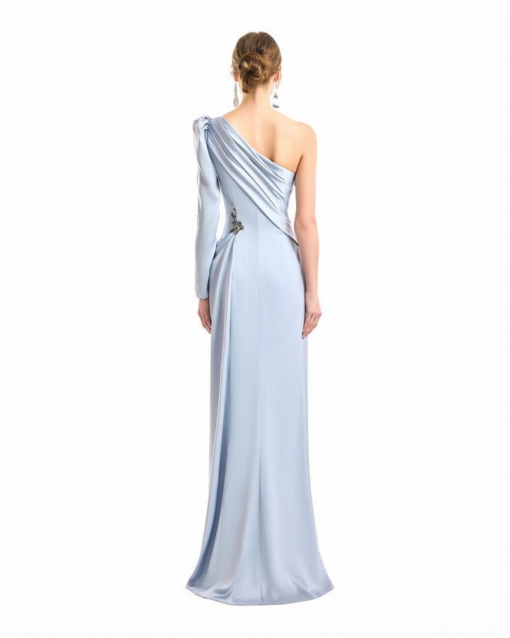 One-Shoulder Satin Dress