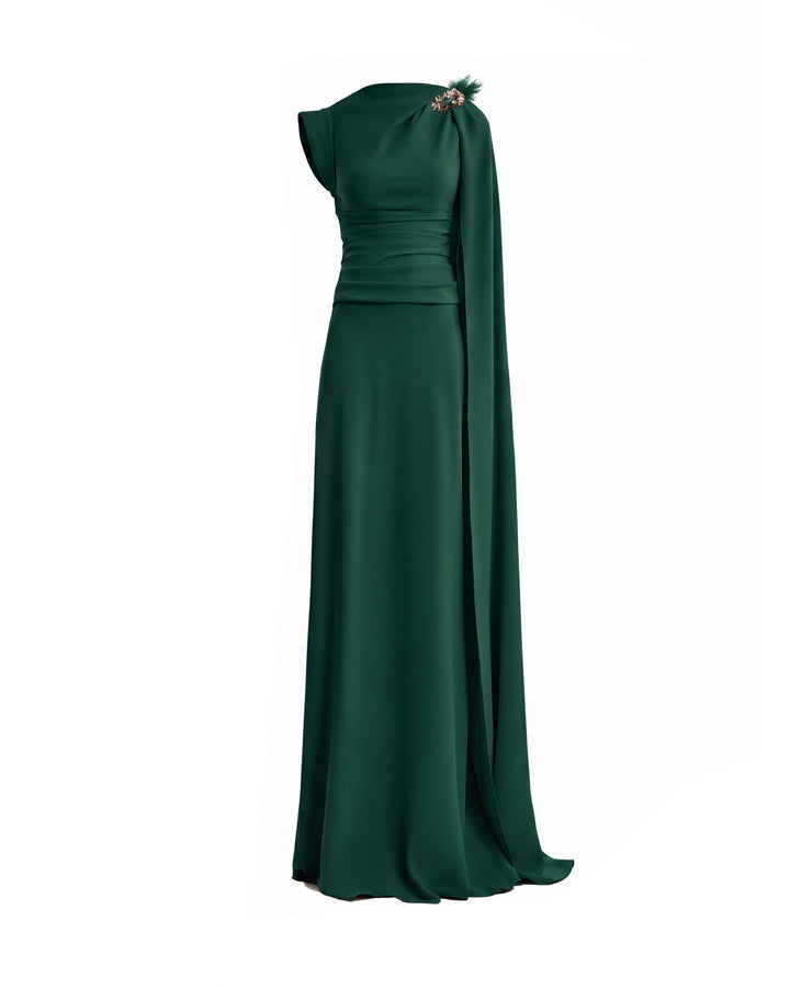 Feathered Shoulder Dress