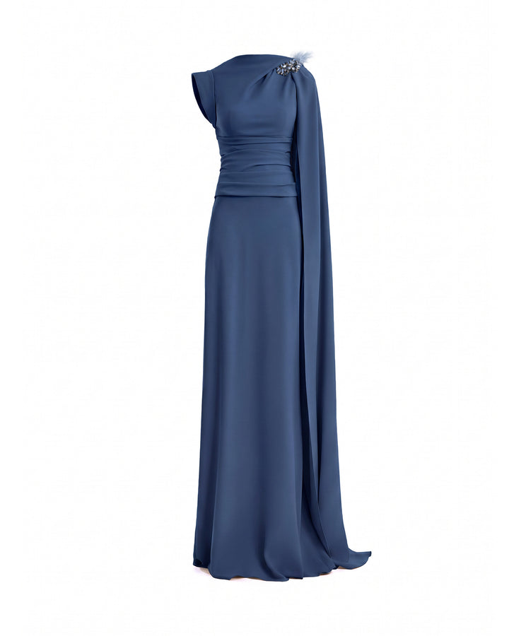 Feathered Shoulder Dress
