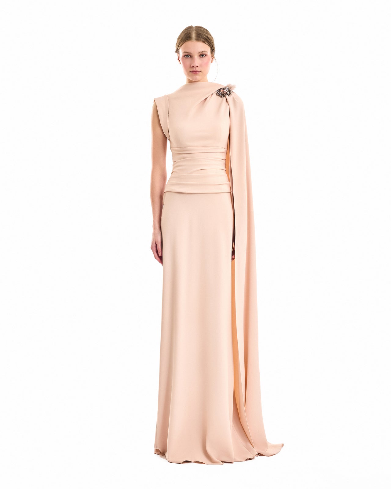 Feathered Shoulder Dress