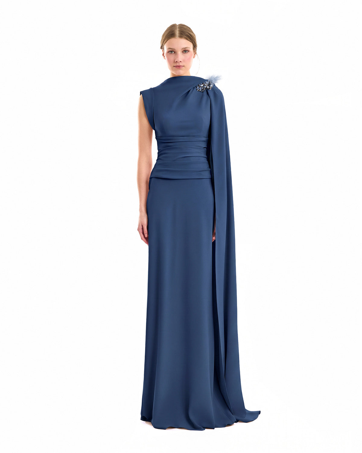 Feathered Shoulder Dress