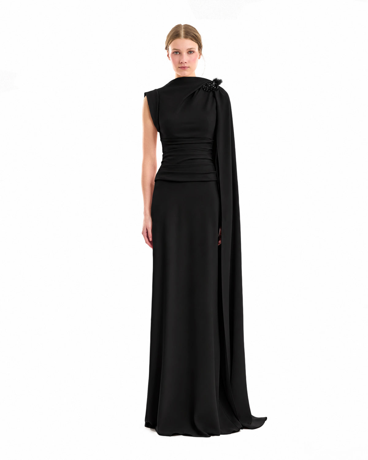 Feathered Shoulder Dress