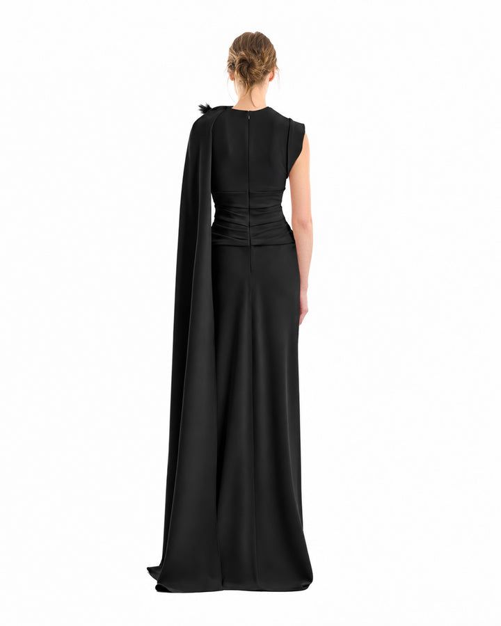 Feathered Shoulder Dress