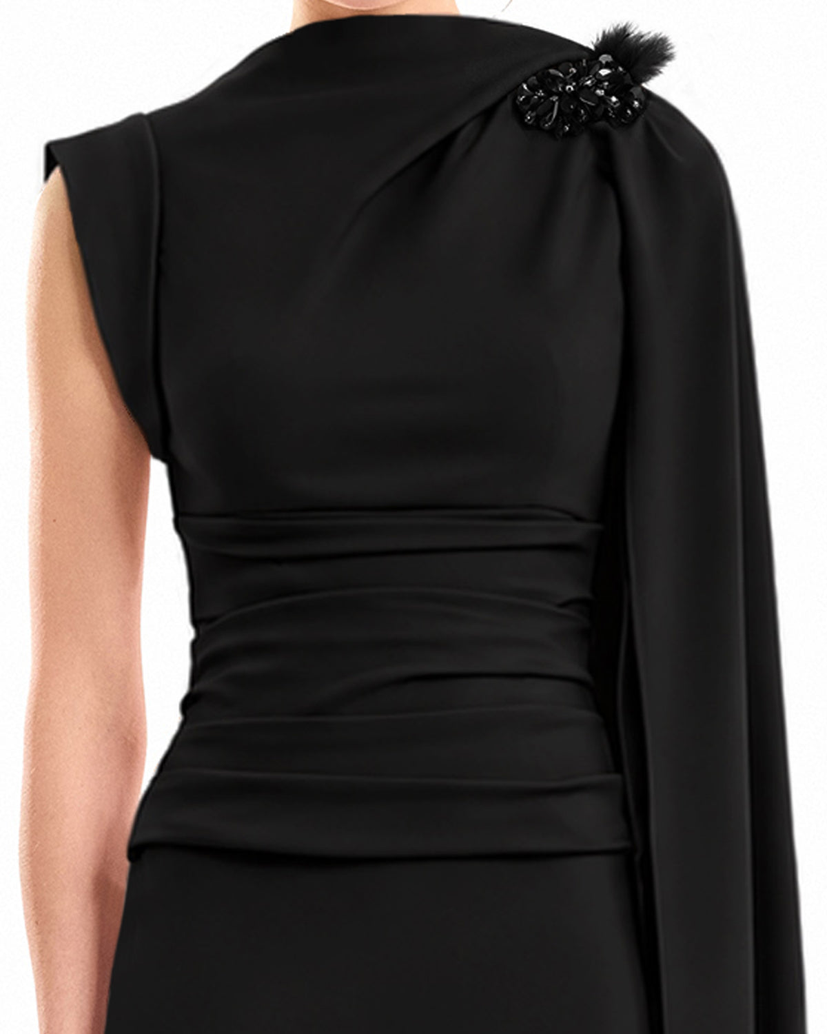 Feathered Shoulder Dress