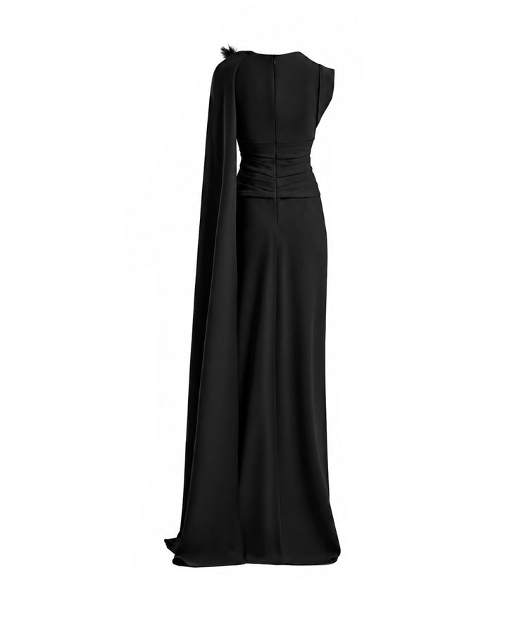 Feathered Shoulder Dress