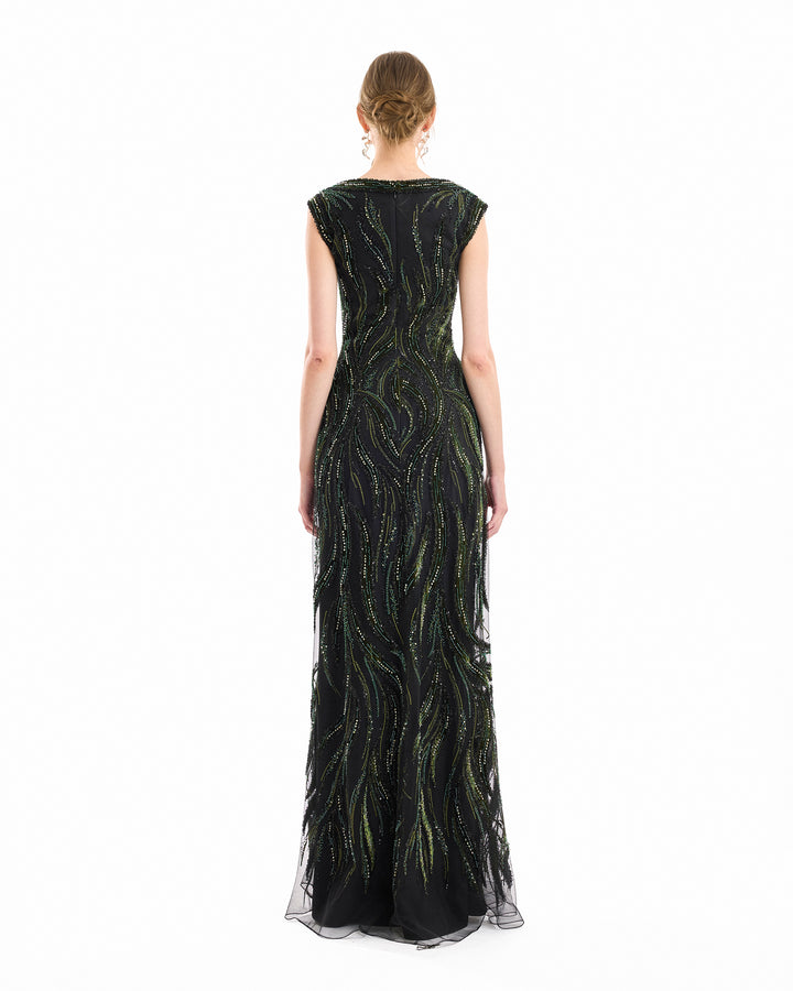 Wide-Strap Beaded Dress