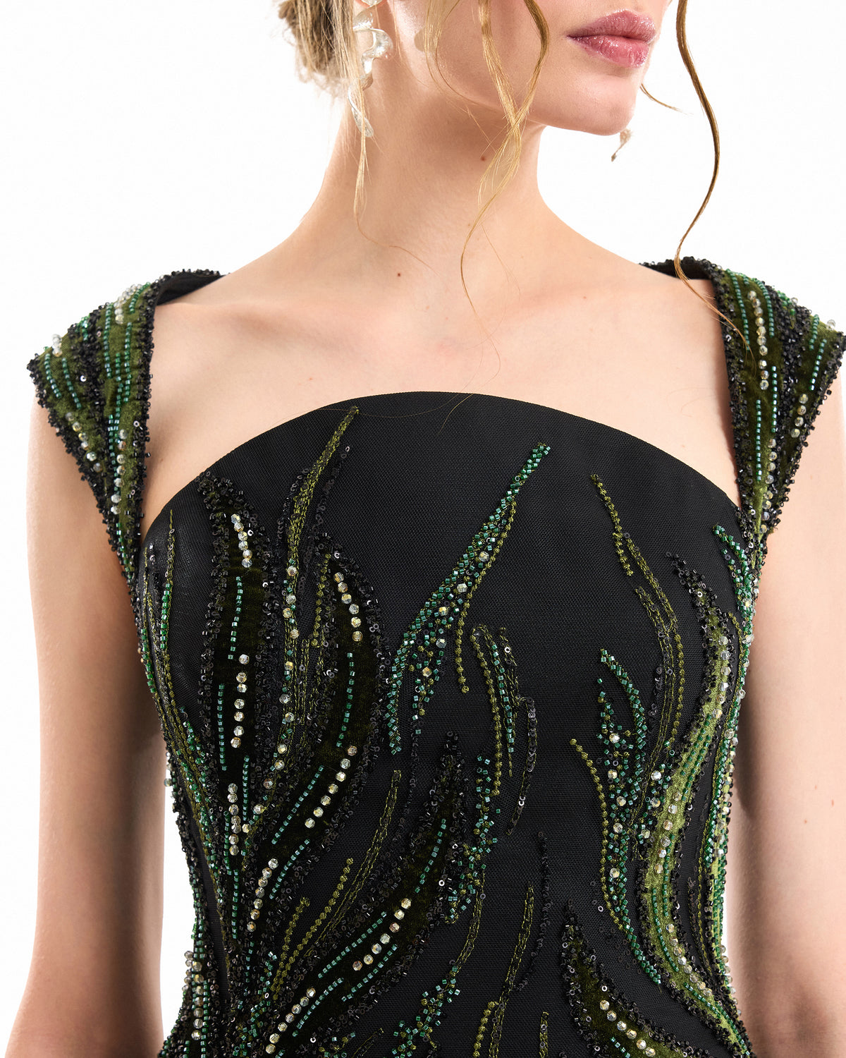 Wide-Strap Beaded Dress