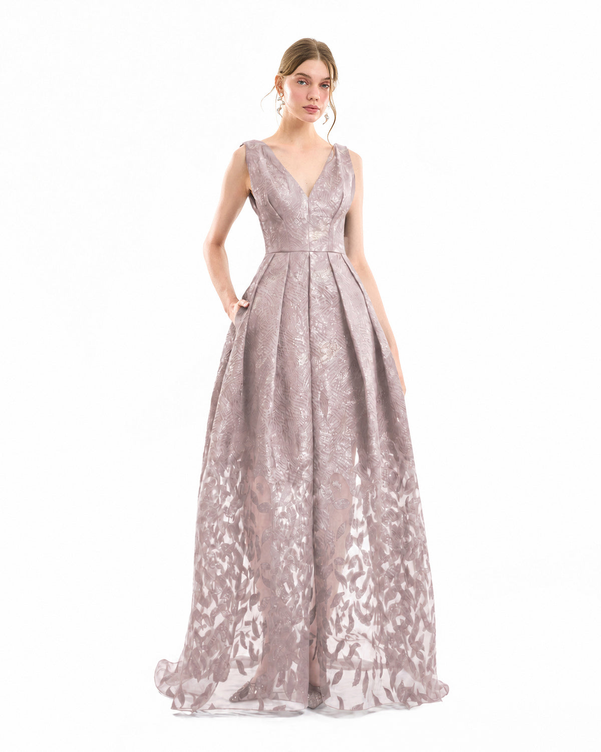 V-Neck Jacquard Dress