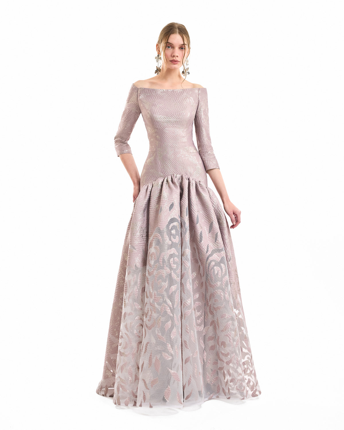 Off-Shoulder Jacquard Dress