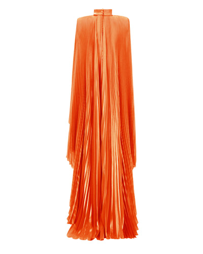 Cape-Like Sleeves Orange Dress