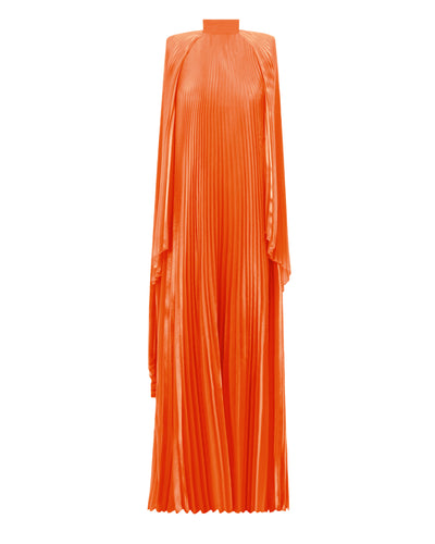 Cape-Like Sleeves Orange Dress