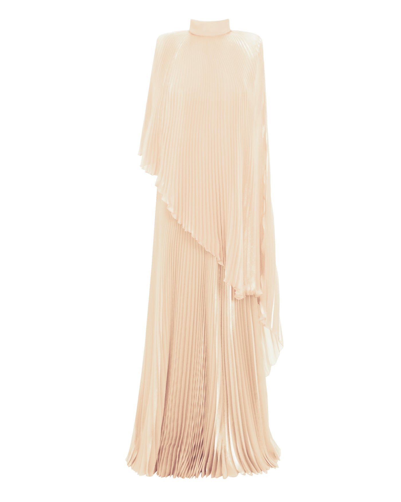 Fully Pleated Organza Champagne Dress