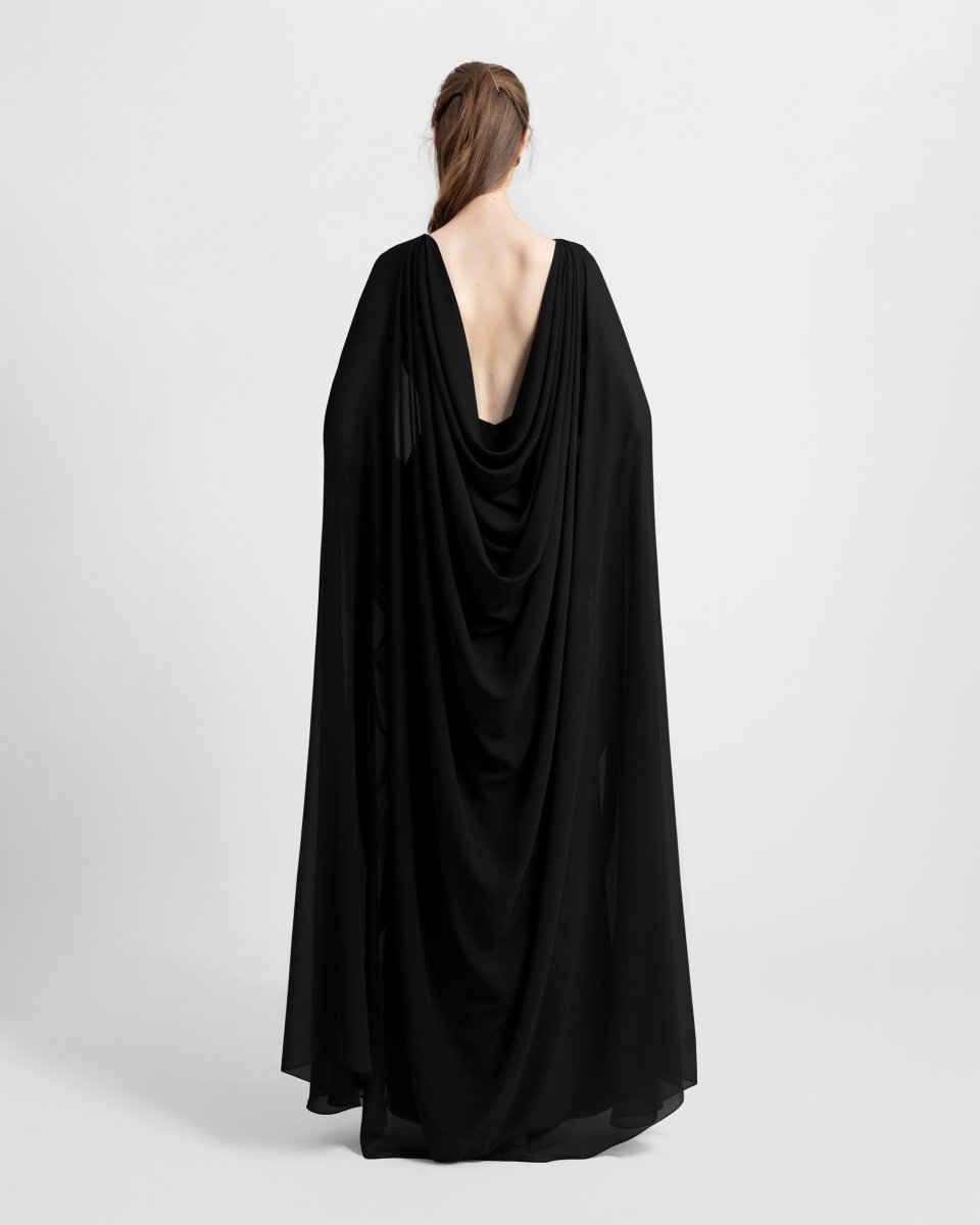 Black Beaded Round - Neckline Dress - Gemy Maalouf