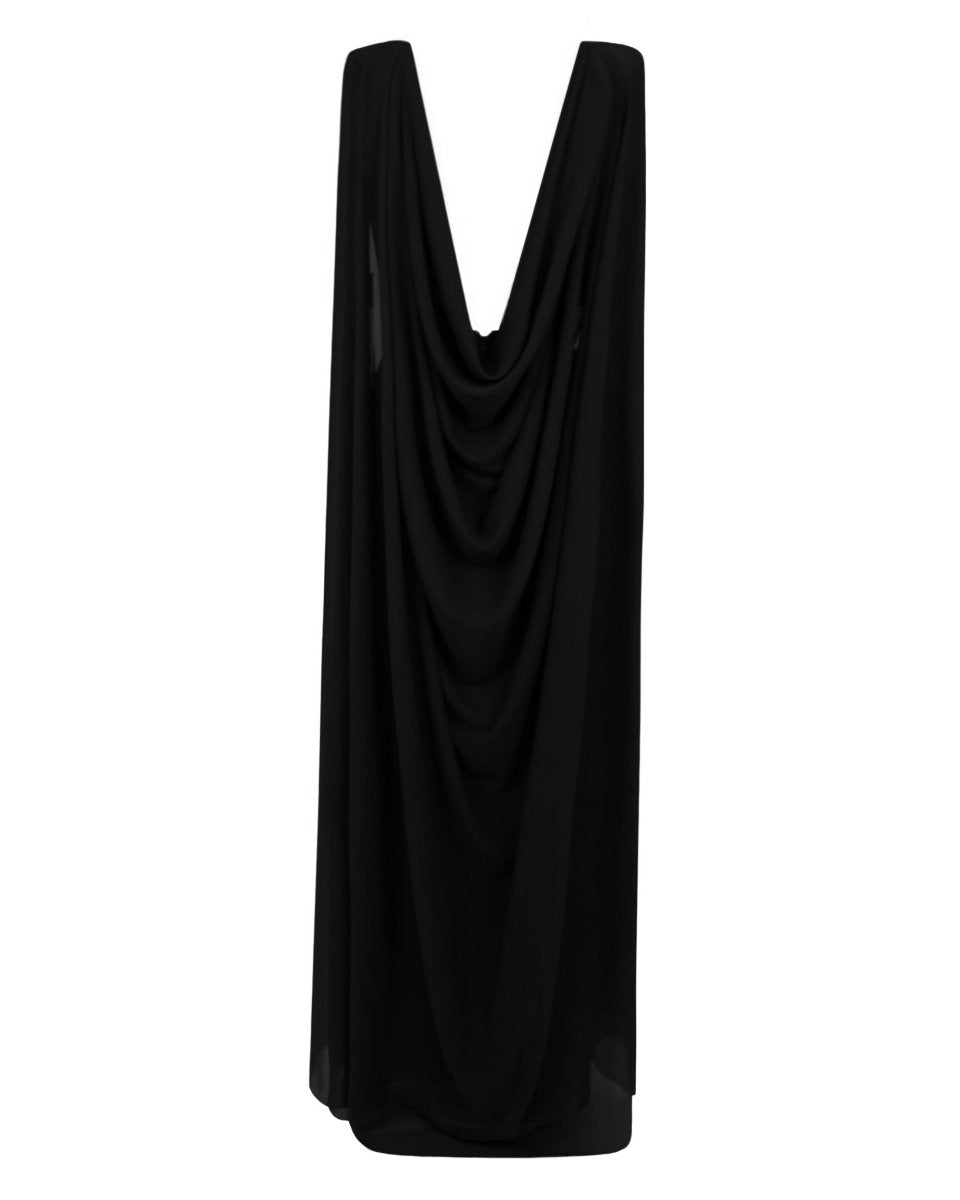Black Beaded Round - Neckline Dress - Gemy Maalouf