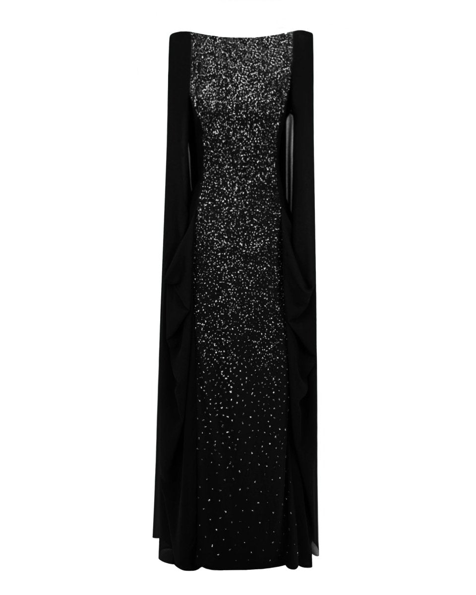 Black Beaded Round - Neckline Dress - Gemy Maalouf
