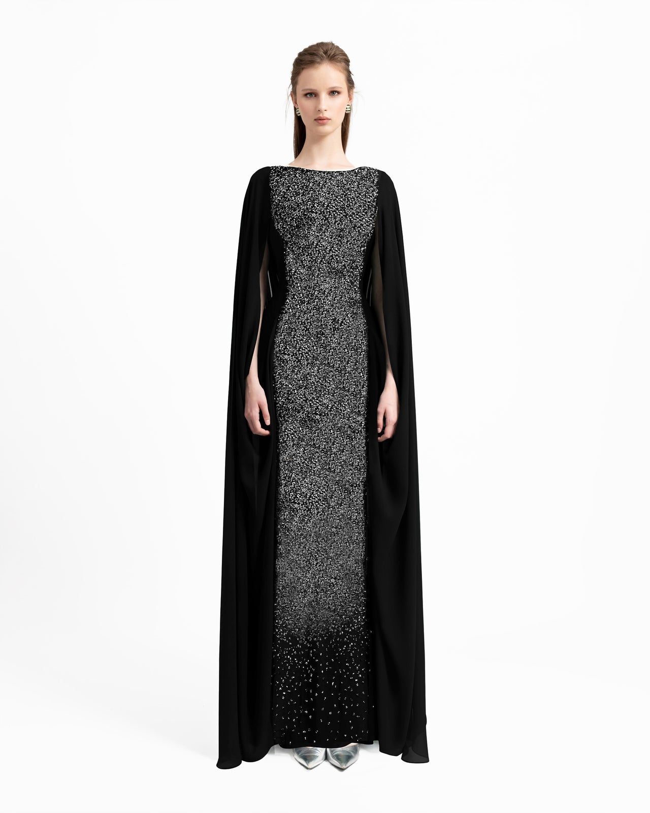 Black Beaded Round-Neckline Dress