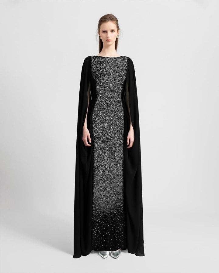 Black Beaded Round - Neckline Dress - Gemy Maalouf