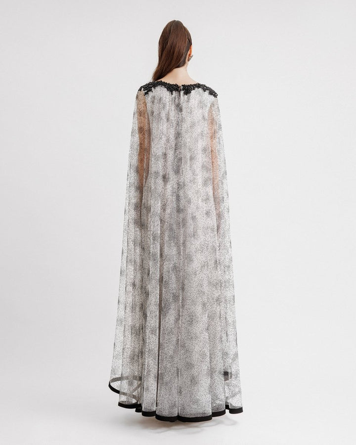 Draped Shoulder Flower Kaftan - Gemy Maalouf
