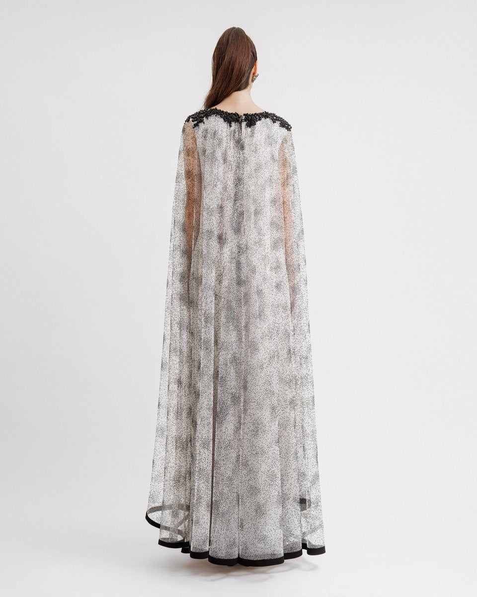 Draped Shoulder Flower Kaftan - Gemy Maalouf