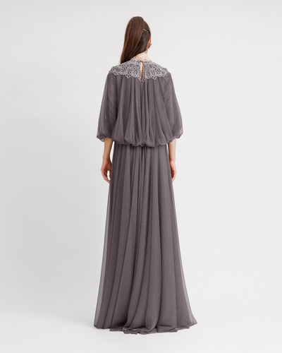 Loose-Cut Grey Kaftan Dress
