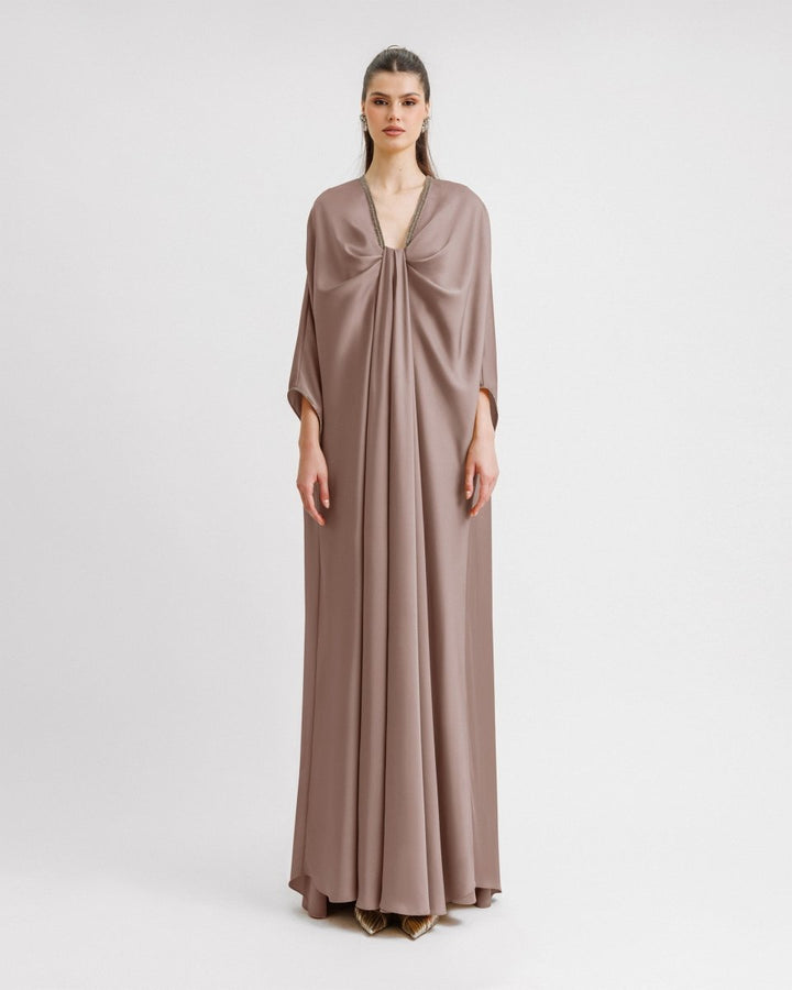 Taupe Kaftan - Gemy Maalouf