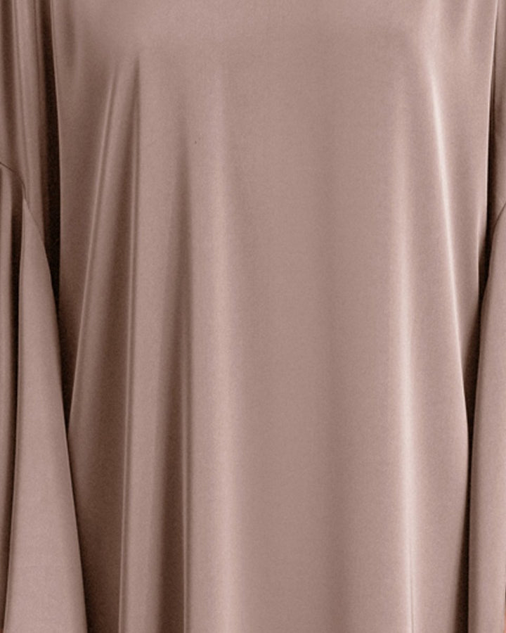 Beaded Collar Taupe Kaftan - Gemy Maalouf