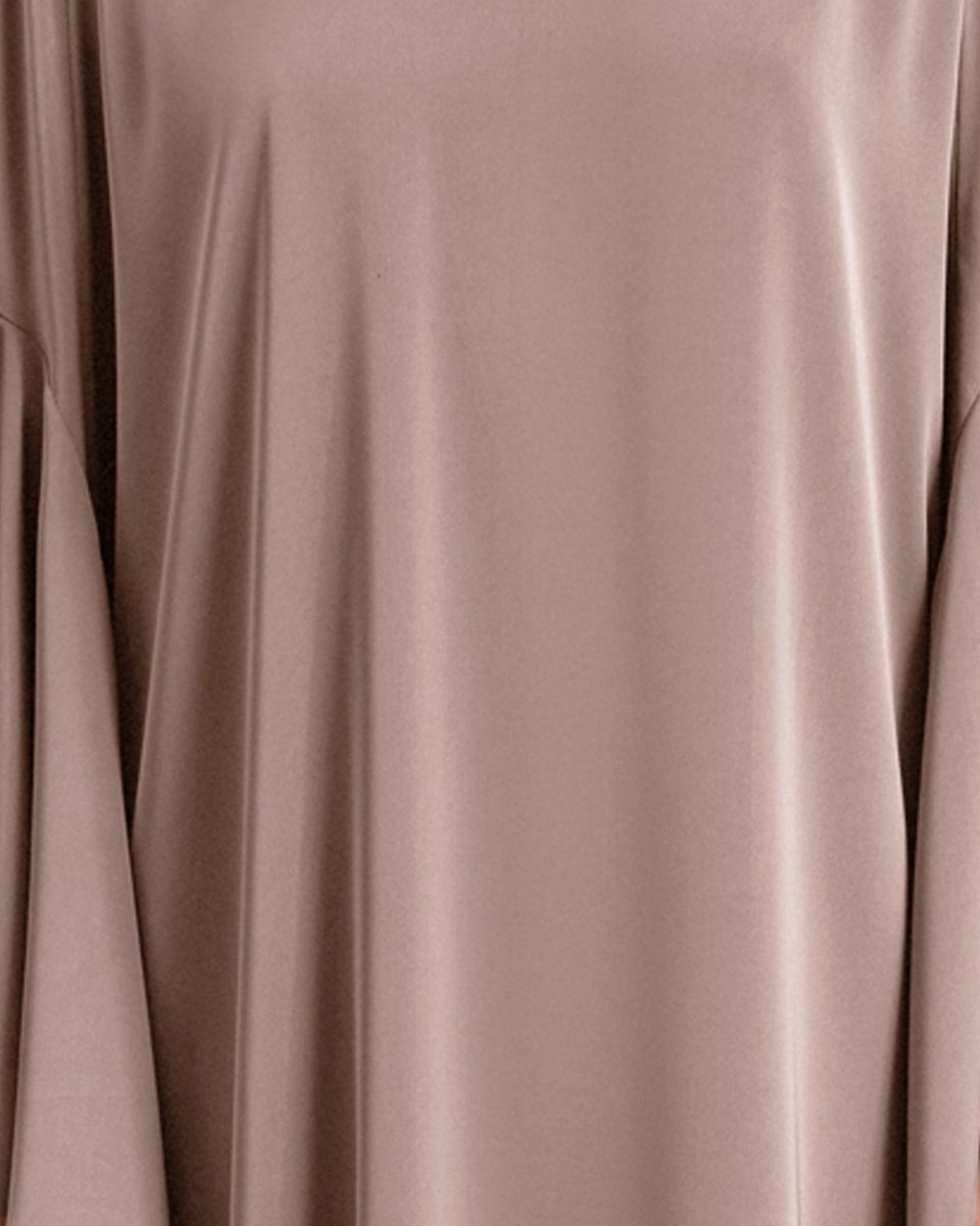 Beaded Collar Taupe Kaftan - Gemy Maalouf