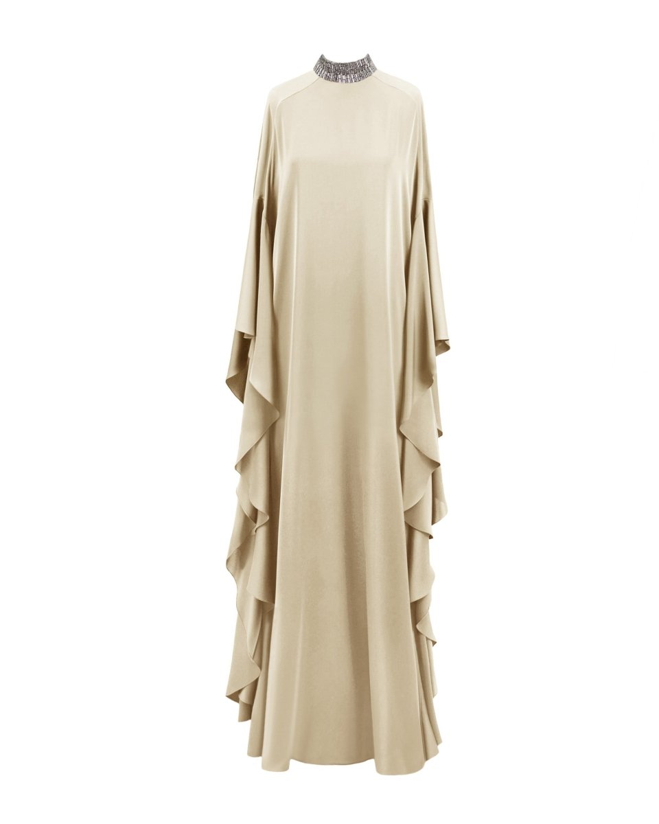 Beaded Cream Kaftan - Gemy Maalouf