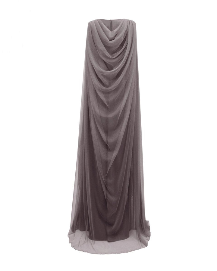Draped Back Loose - Cut Grey Kaftan - Gemy Maalouf