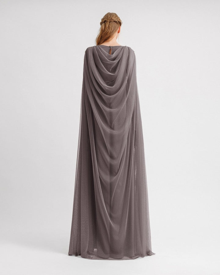 Draped Back Loose - Cut Grey Kaftan - Gemy Maalouf