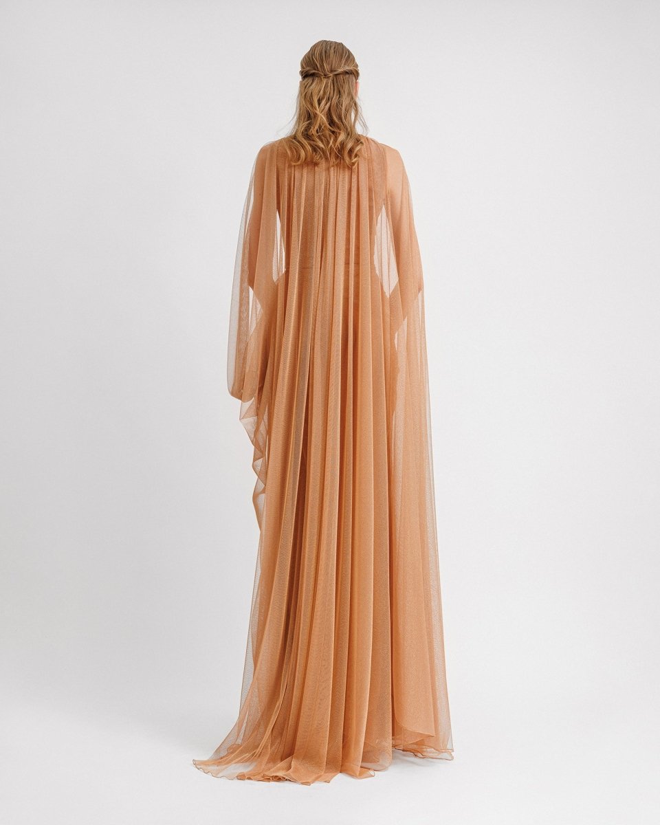 Asymmetrical Sleeves Draped Dress - Gemy Maalouf