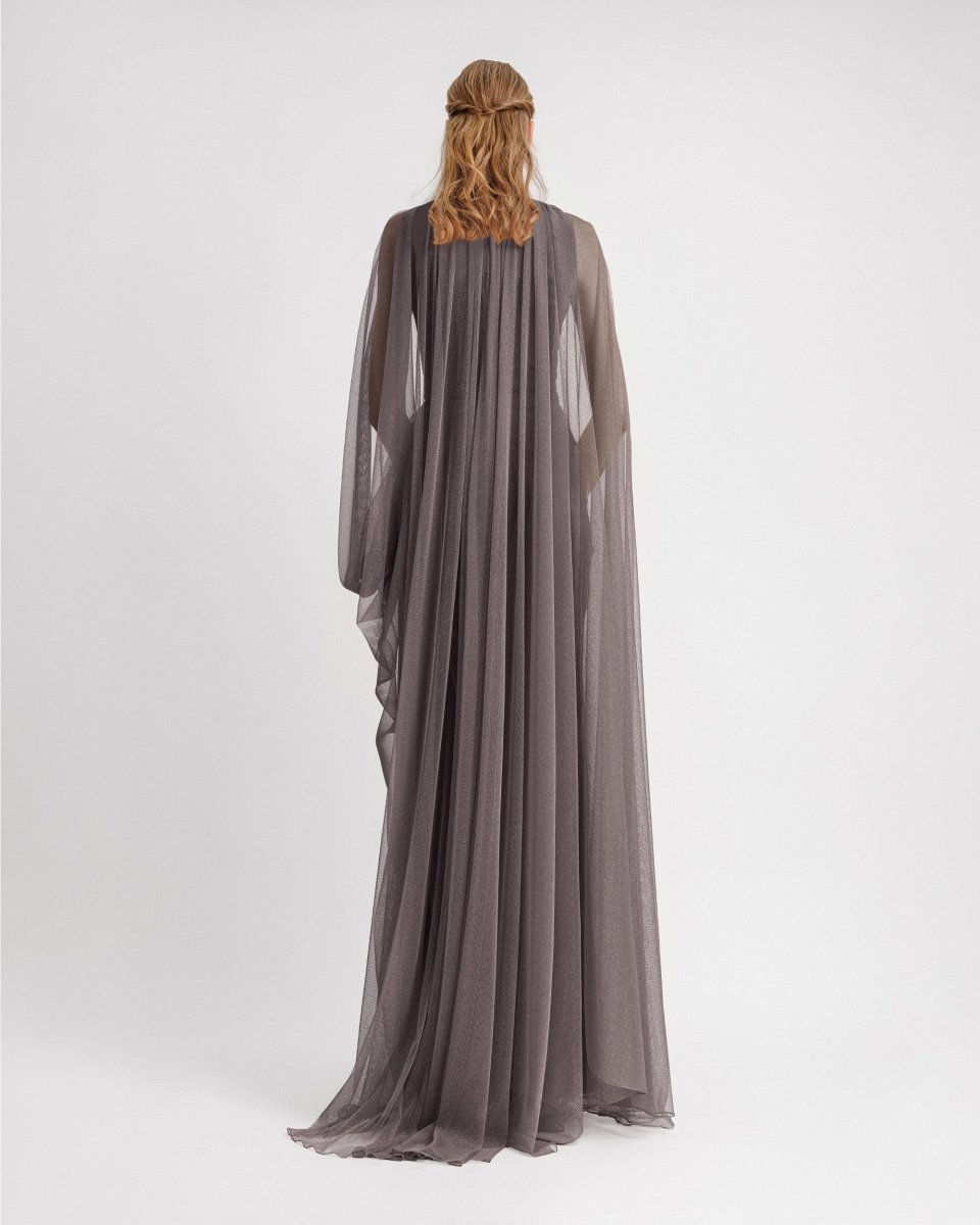 Asymmetrical Sleeves Draped Dress - Gemy Maalouf