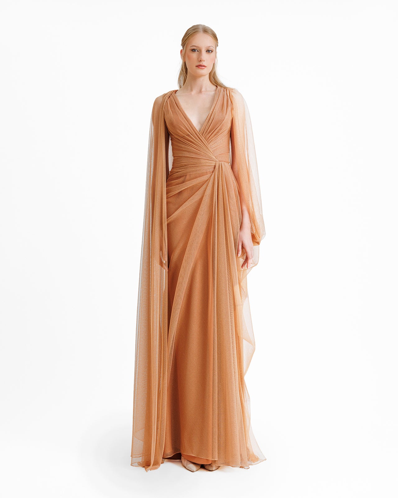 Gemy Maalouf | Evening Dresses | Asymmetrical Sleeves Draped Dress Gemy Maalouf | Evening Dresses | Asymmetrical Sleeves Draped Dress