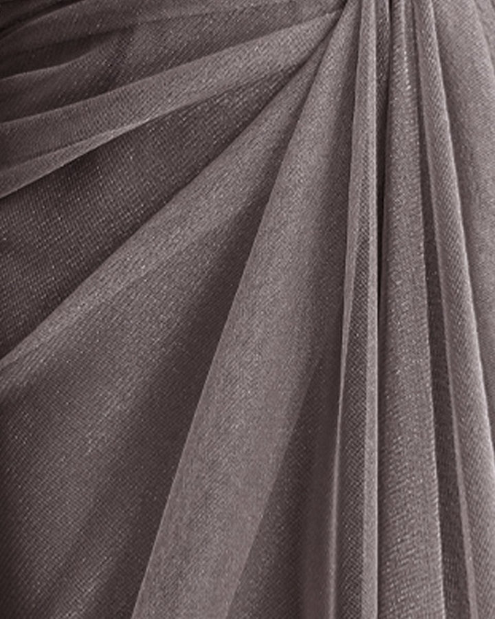 Asymmetrical Sleeves Draped Dress - Gemy Maalouf