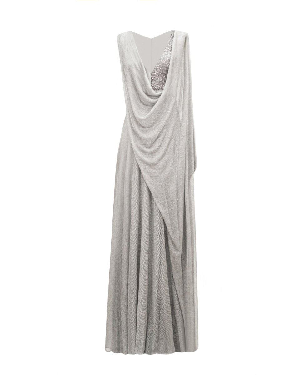 Beaded V - neckline dress - Gemy Maalouf