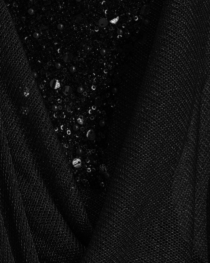 Beaded V - neckline Dress - Gemy Maalouf