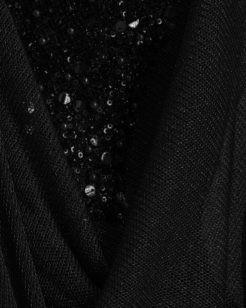 Beaded V - neckline Dress - Gemy Maalouf