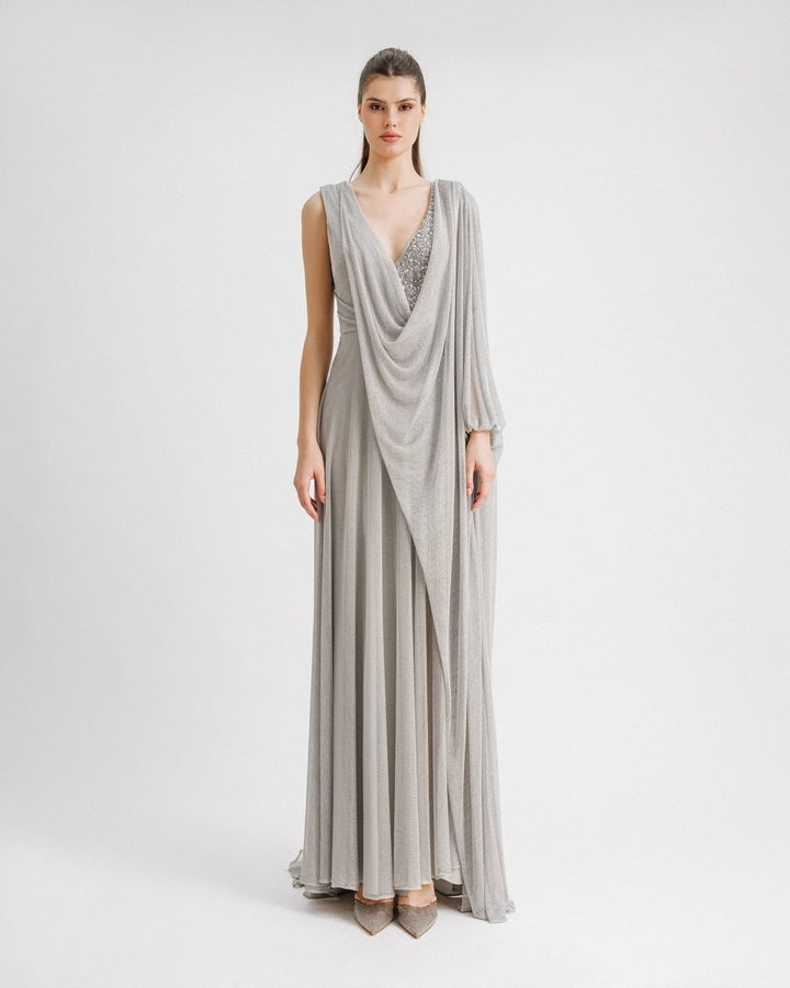 Beaded V - neckline dress - Gemy Maalouf